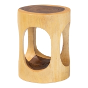 bali & pari Kaseko Hand -carved Suar Wood Side Table - Sculptural Accent Table with Open Work Design, Modern Boho Style for Living Room or Bedroom Baxton Studio restaurant furniture, hotel furniture, commercial furniture, wholesale living room furniture, wholesale end table, classic end table